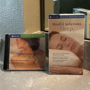 Brand New GAIAM Health Solutions Stress Relief CD and Sleep DVD Set